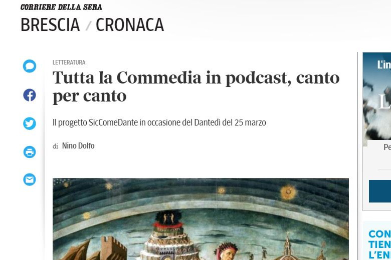 Il Corriere della Sera presenta "Cosa significa Dante per me?"
