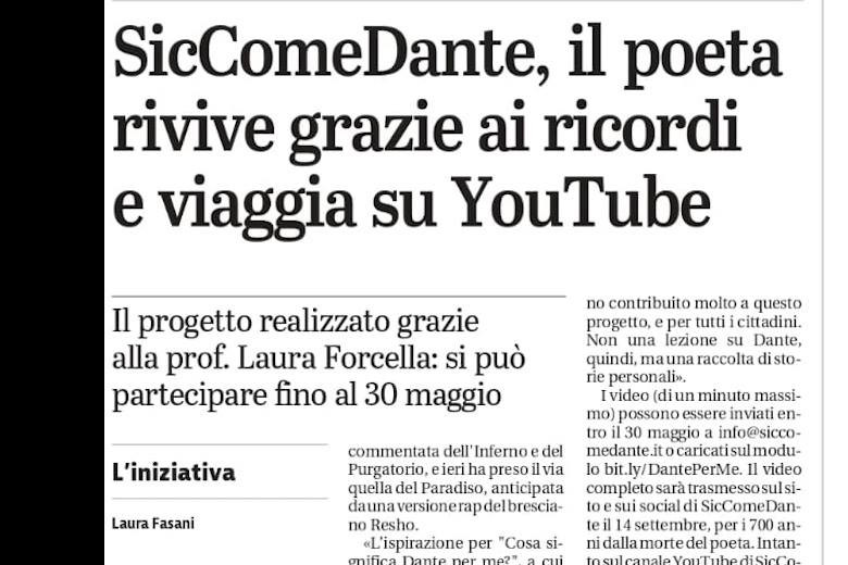 "Cosa significa Dante per me?" spiegato dal Giornale di Brescia
