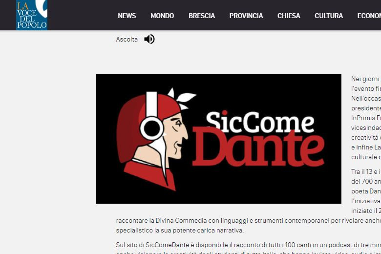 La Voce del Popolo racconta i prossimi due appuntamenti di SicComeDante